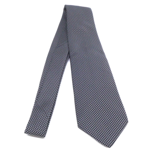 HERMES 758837T Patterned Silk Tie Black Size ONE SIZE
