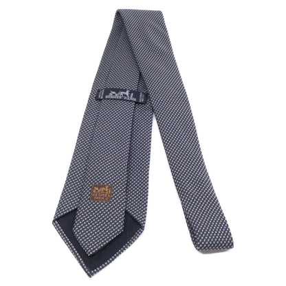 HERMES 758837T Patterned Silk Tie Black Size ONE SIZE