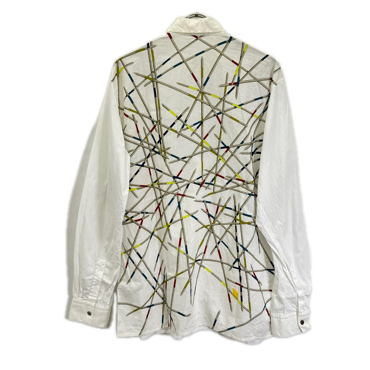 HERMES Cotton All-Over Print Long Sleeve Shirt White Size 42