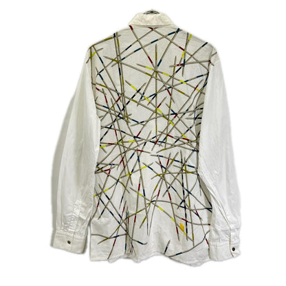 HERMES Cotton All-Over Print Long Sleeve Shirt White Size 42