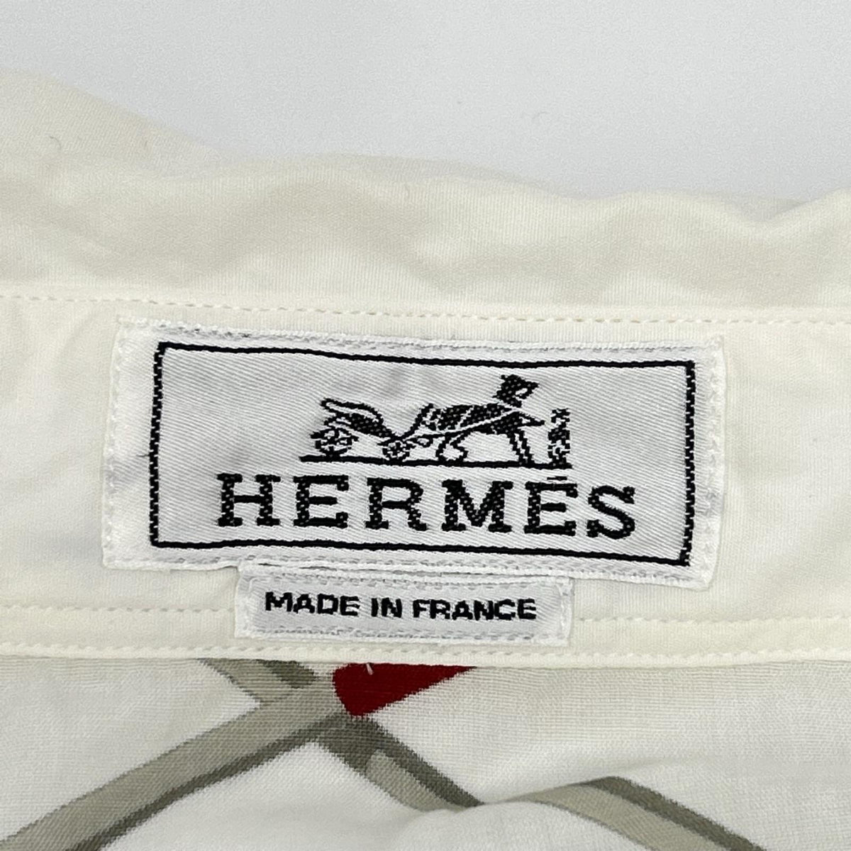 HERMES Cotton All-Over Print Long Sleeve Shirt White Size 42
