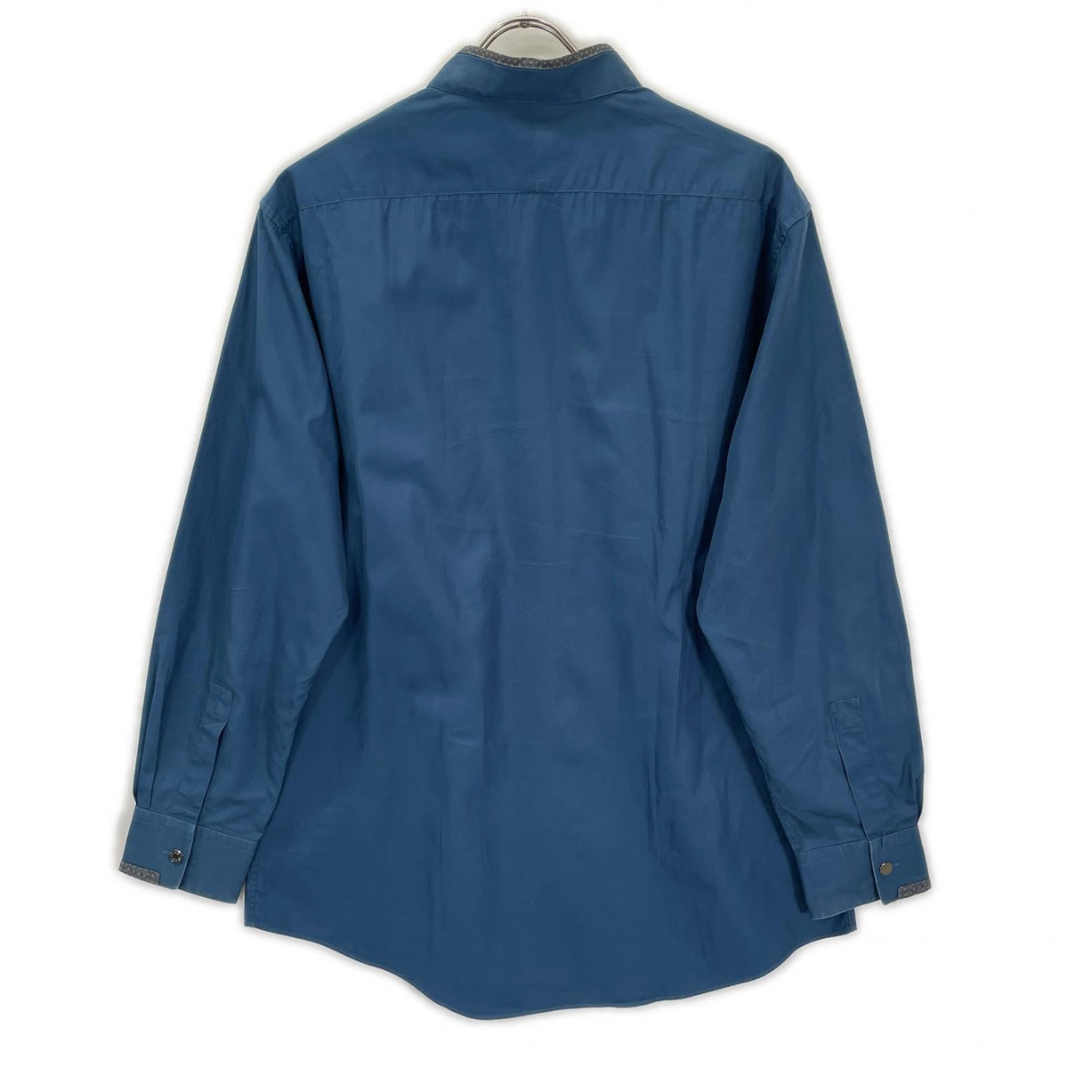 HERMES Cotton Clou de Selle Button Long Sleeve Shirt Navy Size 42