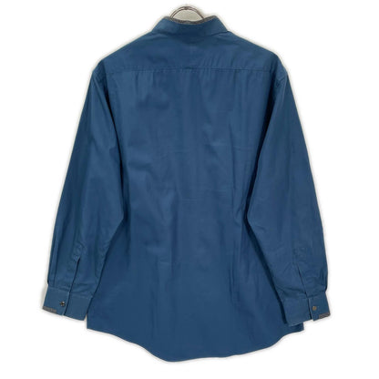 HERMES Cotton Clou de Selle Button Long Sleeve Shirt Navy Size 42