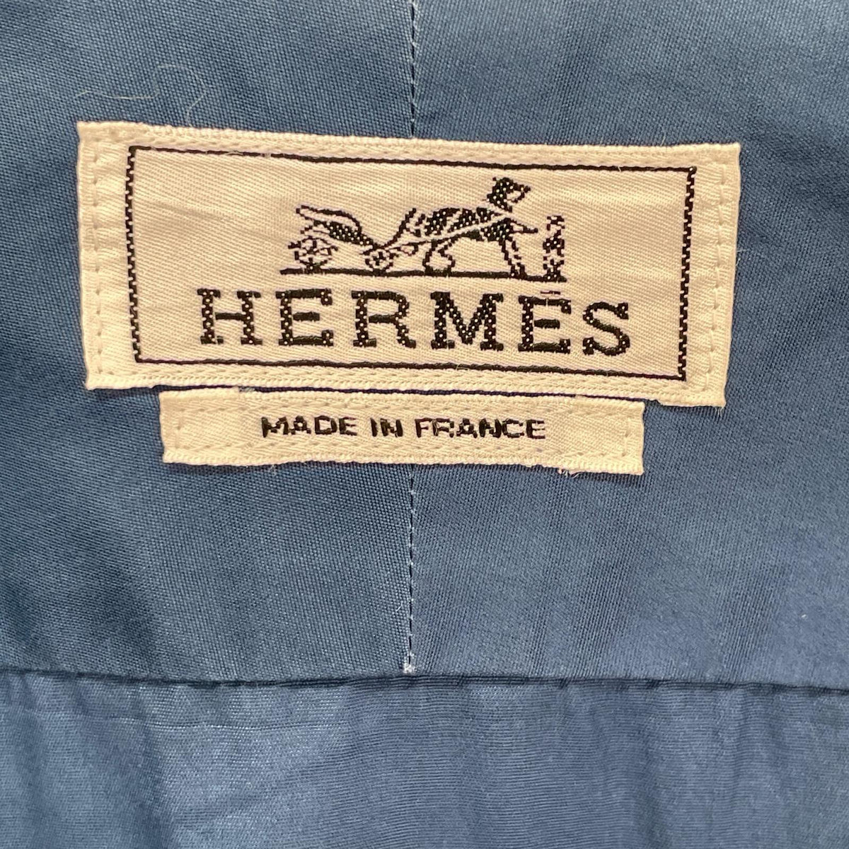 HERMES Cotton Clou de Selle Button Long Sleeve Shirt Navy Size 42