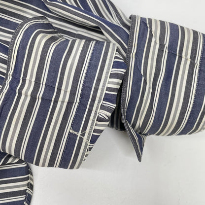 HERMES Stripe Cotton Sellier Button Sleeve Shirt Size 41