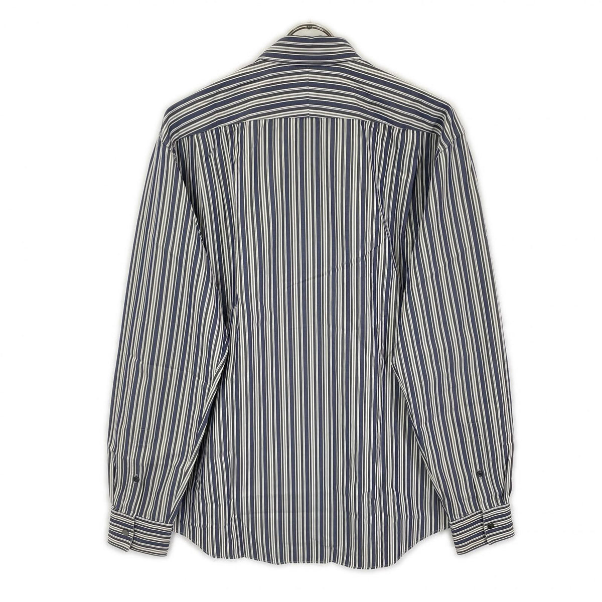 HERMES Stripe Cotton Sellier Button Sleeve Shirt Size 41