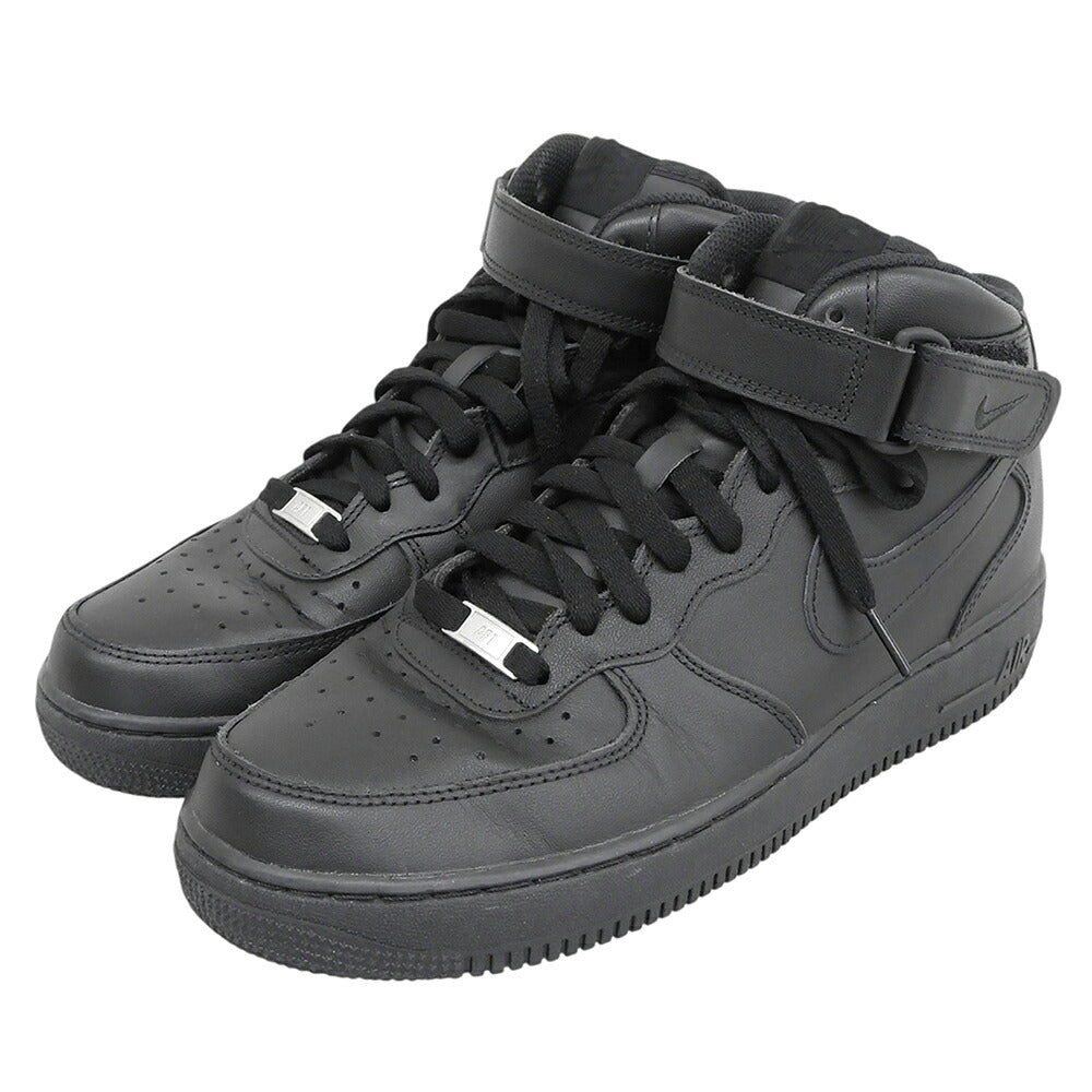 NIKE Air Force 1 Leather Low-Top Sneakers Black Size 10(US)