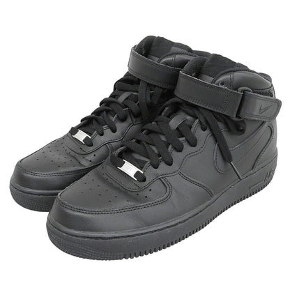 NIKE Air Force 1 Leather Low-Top Sneakers Black Size 10(US)