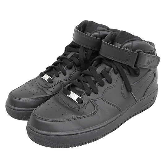 NIKE Air Force 1 Leather Low-Top Sneakers Black Size 10(US)