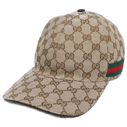 GUCCI GG Canvas Web Baseball Cap Beige Size M 58CM