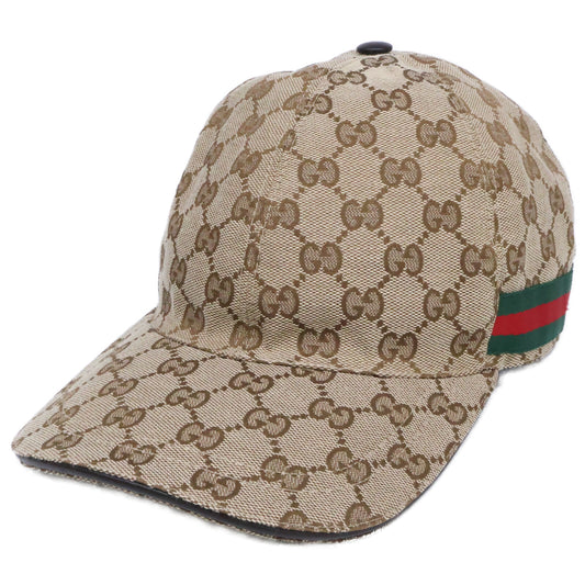 GUCCI GG Canvas Web Baseball Cap Beige Size M 58CM