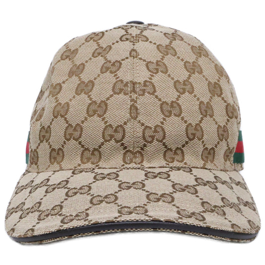 GUCCI GG Canvas Web Baseball Cap Beige Size M 58CM