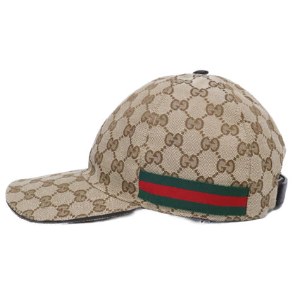 GUCCI GG Canvas Web Baseball Cap Beige Size M 58CM