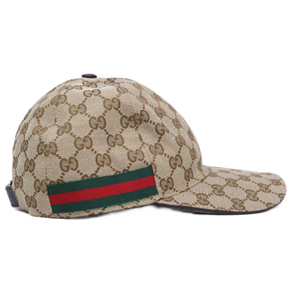 GUCCI GG Canvas Web Baseball Cap Beige Size M 58CM