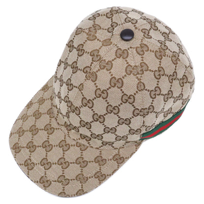 GUCCI GG Canvas Web Baseball Cap Beige Size M 58CM