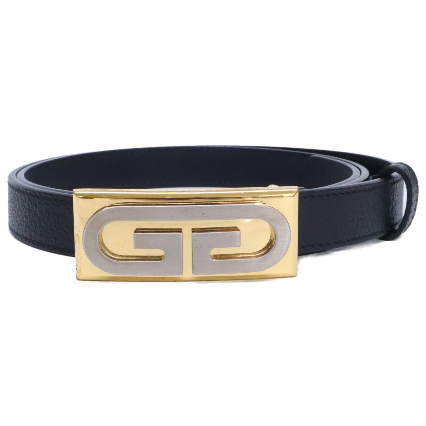 GUCCI 572227 GG Buckle Leather Belt Black Size ONE SIZE