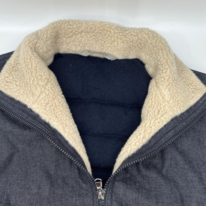 Falconeri Cashmere Lined Denim Down Jacket Blue Size 46
