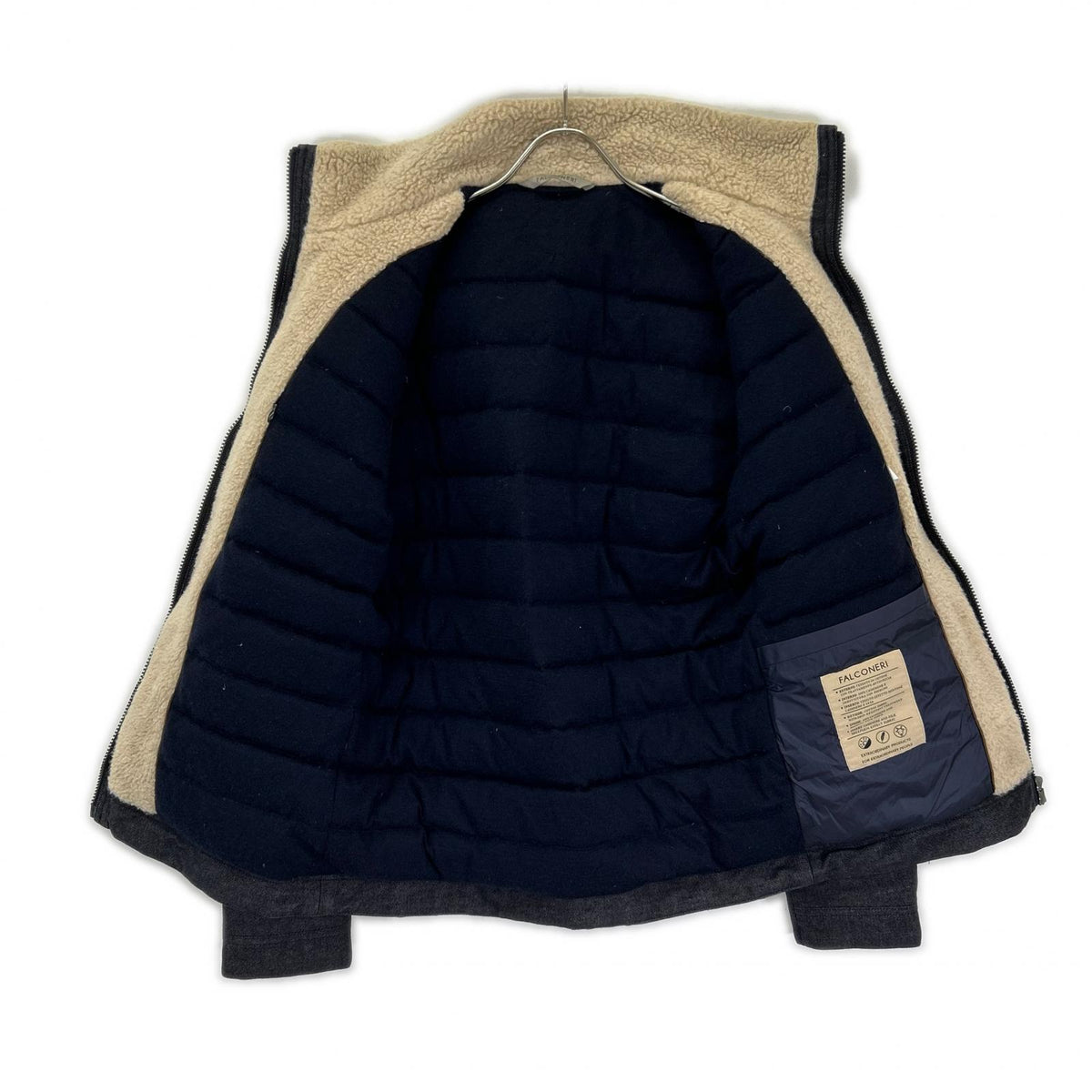 Falconeri Cashmere Lined Denim Down Jacket Blue Size 46