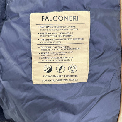 Falconeri Cashmere Lined Denim Down Jacket Blue Size 46