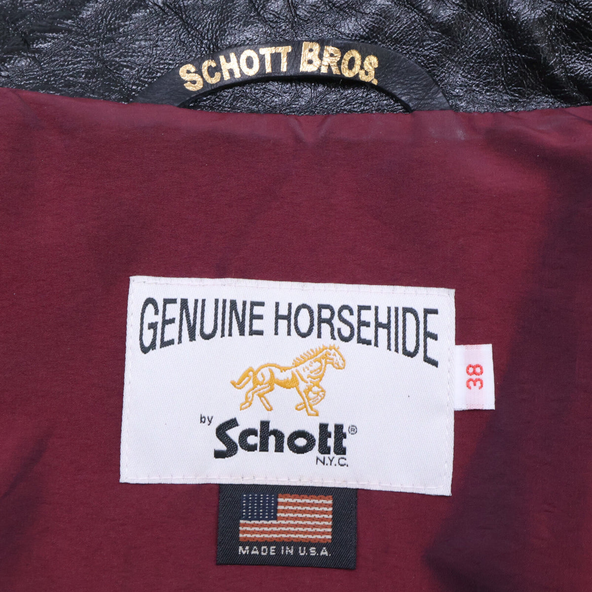 Schott 641XXH Horsehide Single Rider Jacket Black Size 38