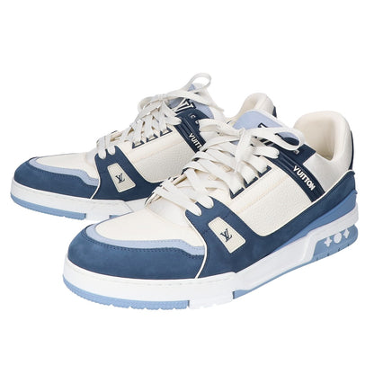 LOUIS VUITTON 23' LV Trainer Leather Sneakers Blue Size UK 12
