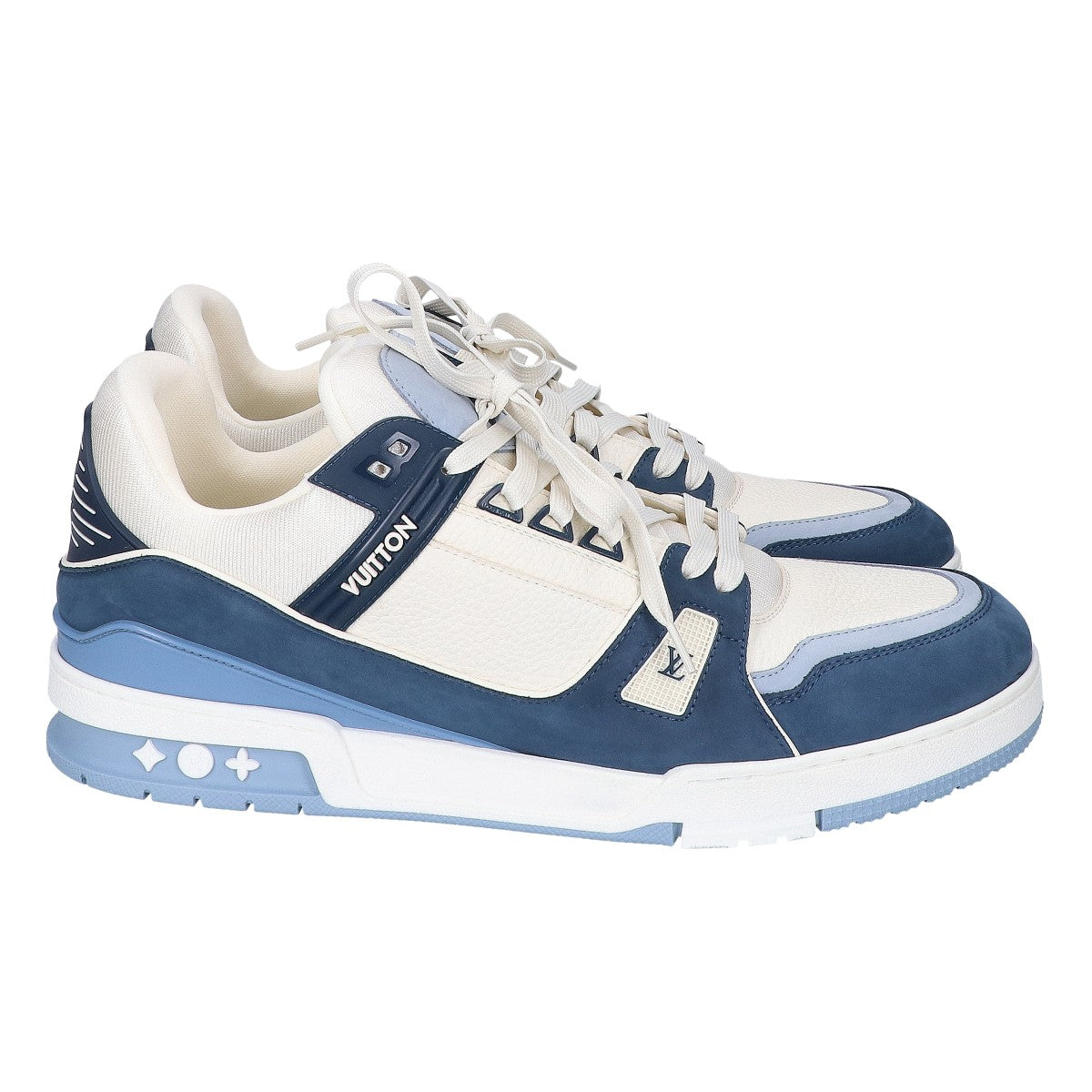 LOUIS VUITTON 23' LV Trainer Leather Sneakers Blue Size UK 12