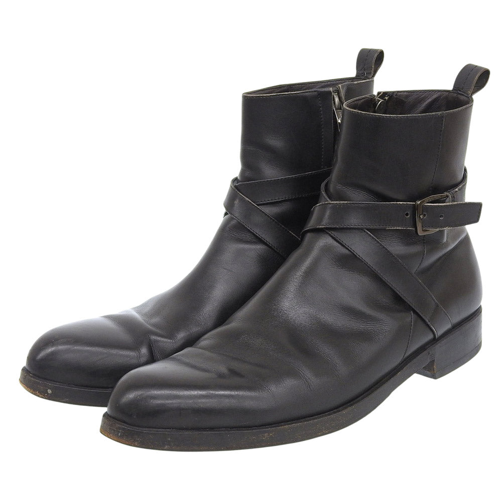 Sergio Rossi Leather Belt Jodhpur Boots Black Size 10