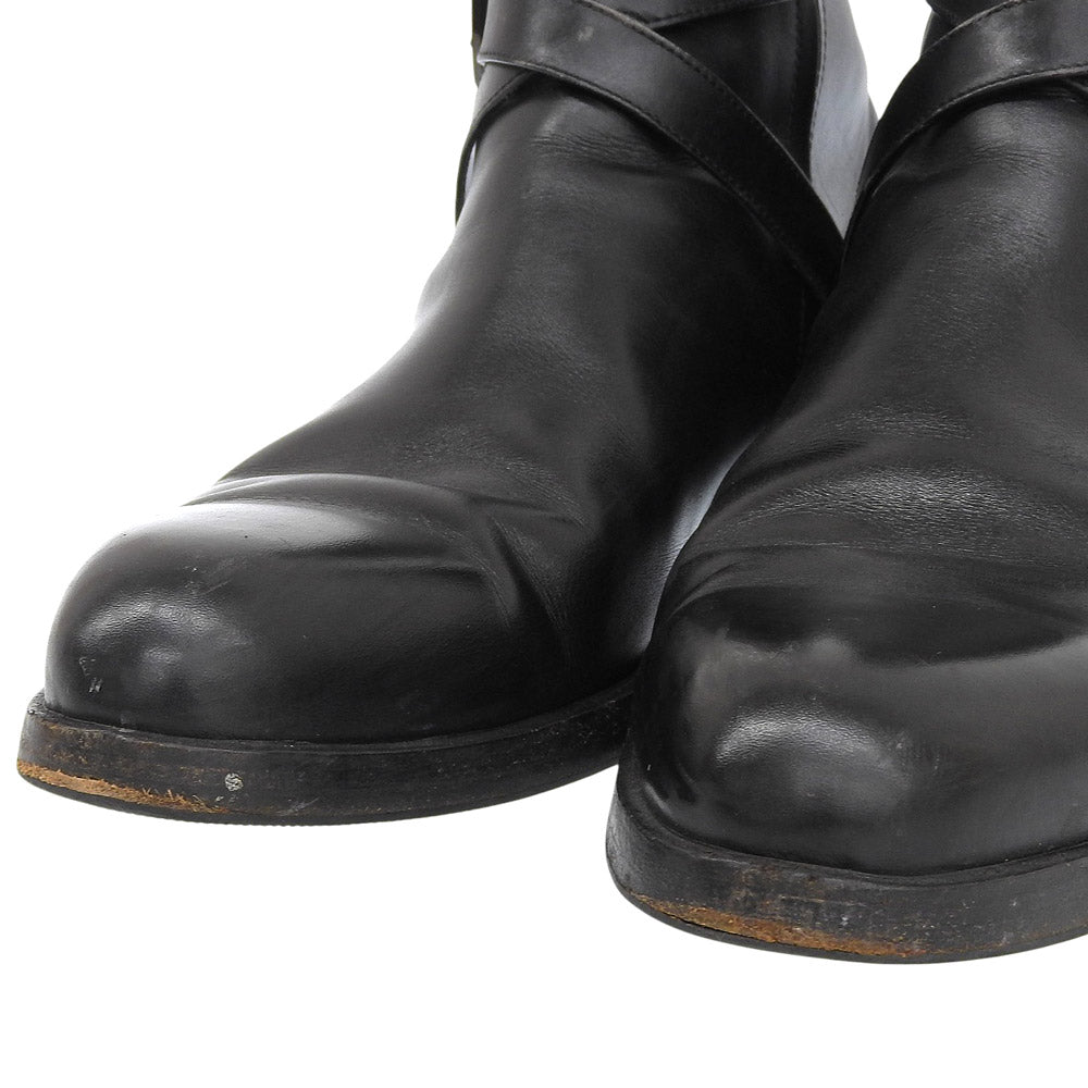 Sergio Rossi Leather Belt Jodhpur Boots Black Size 10