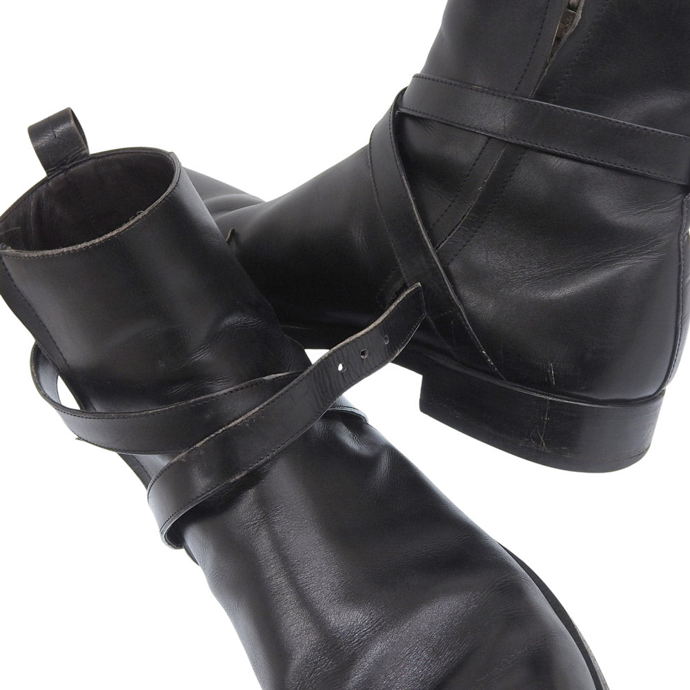 Sergio Rossi Leather Belt Jodhpur Boots Black Size 10