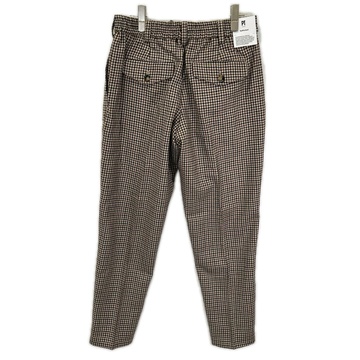 PT TORINO Brown Check Wool Tapered Pants Size 32