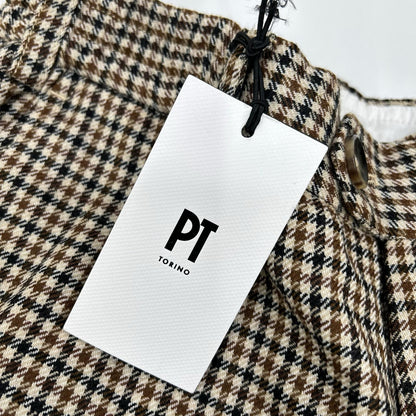 PT TORINO Brown Check Wool Tapered Pants Size 32