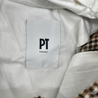 PT TORINO Brown Check Wool Tapered Pants Size 32