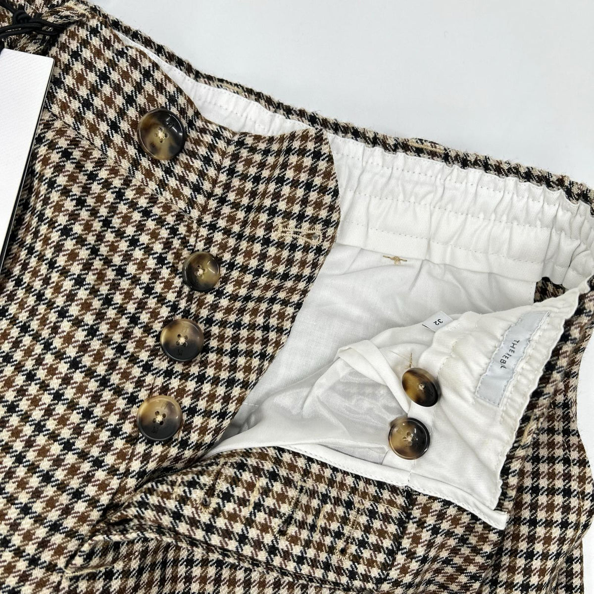 PT TORINO Brown Check Wool Tapered Pants Size 32