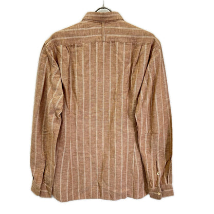Tintoria Mattei Orange Striped Linen Cotton Long Sleeve Shirt