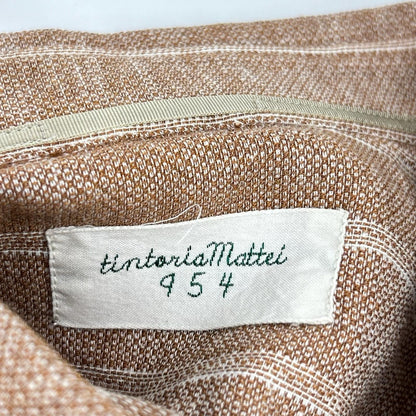 Tintoria Mattei Orange Striped Linen Cotton Long Sleeve Shirt