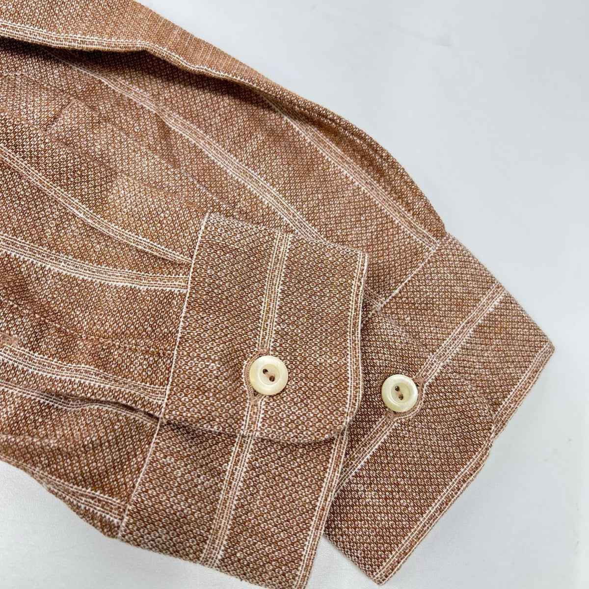 Tintoria Mattei Orange Striped Linen Cotton Long Sleeve Shirt