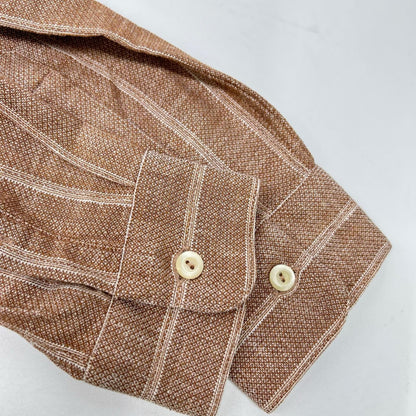 Tintoria Mattei Orange Striped Linen Cotton Long Sleeve Shirt