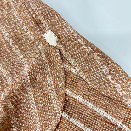 Tintoria Mattei Orange Striped Linen Cotton Long Sleeve Shirt