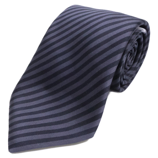LOUIS VUITTON Grey/Navy Striped Silk Tie Size ONE SIZE