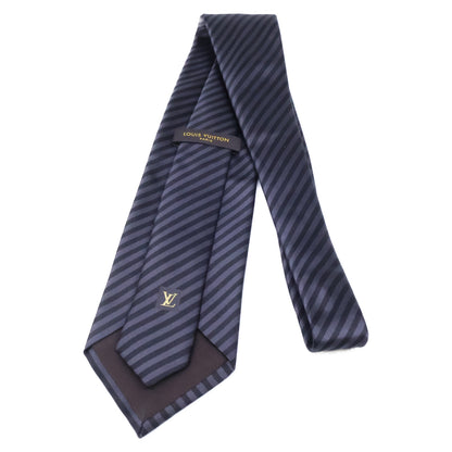 LOUIS VUITTON Grey/Navy Striped Silk Tie Size ONE SIZE