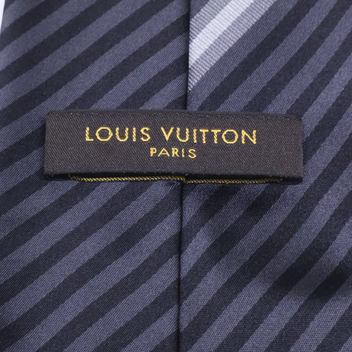LOUIS VUITTON Grey/Navy Striped Silk Tie Size ONE SIZE