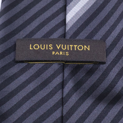 LOUIS VUITTON Grey/Navy Striped Silk Tie Size ONE SIZE