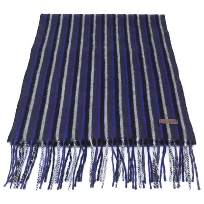 LOUIS VUITTON Cashmere Blend Stripe Fringe Scarf Black/Blue