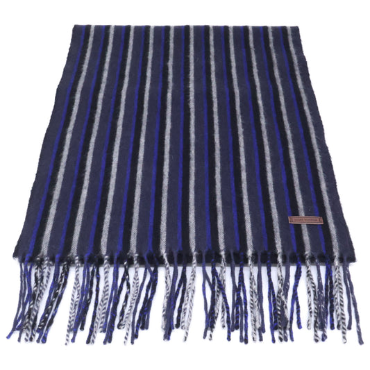 LOUIS VUITTON Cashmere Blend Stripe Fringe Scarf Black/Blue