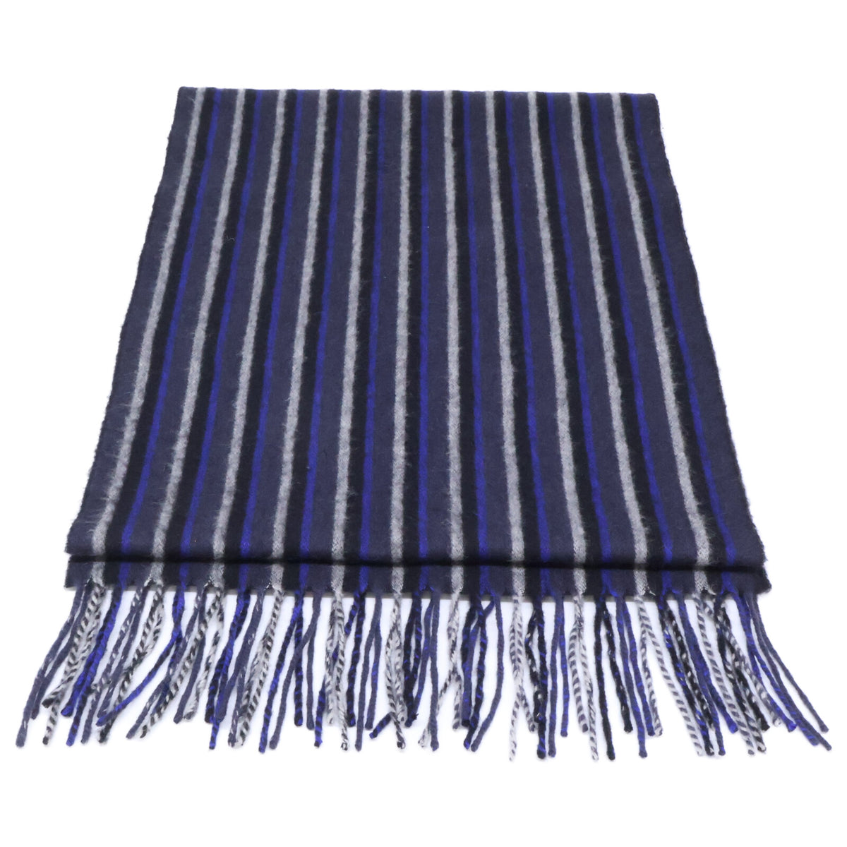 LOUIS VUITTON Cashmere Blend Stripe Fringe Scarf Black/Blue