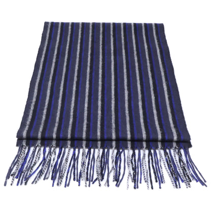 LOUIS VUITTON Cashmere Blend Stripe Fringe Scarf Black/Blue
