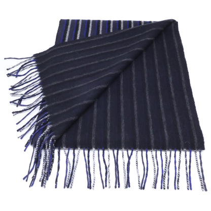 LOUIS VUITTON Cashmere Blend Stripe Fringe Scarf Black/Blue