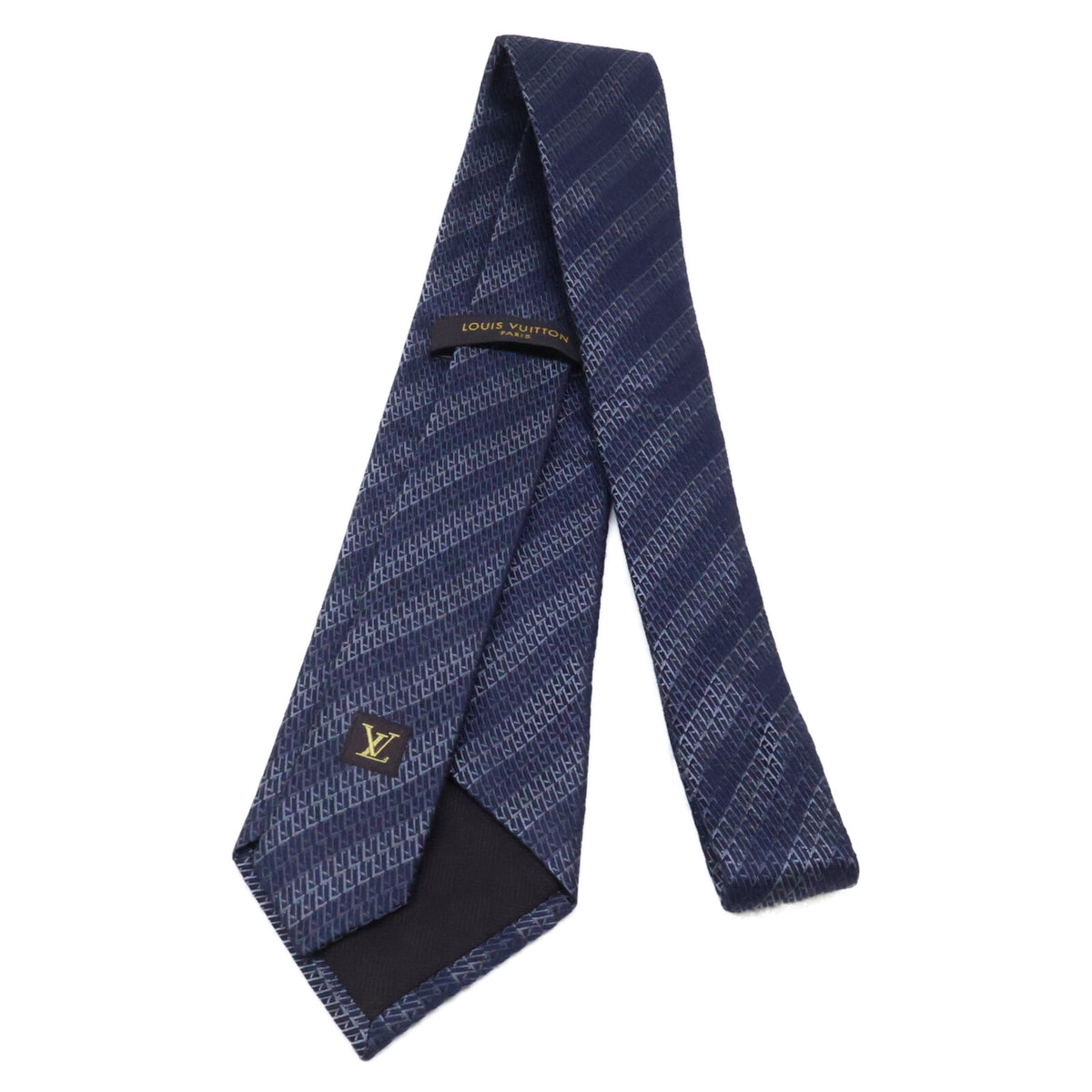 LOUIS VUITTON Striped Silk Tie Gray/Navy Size ONE SIZE