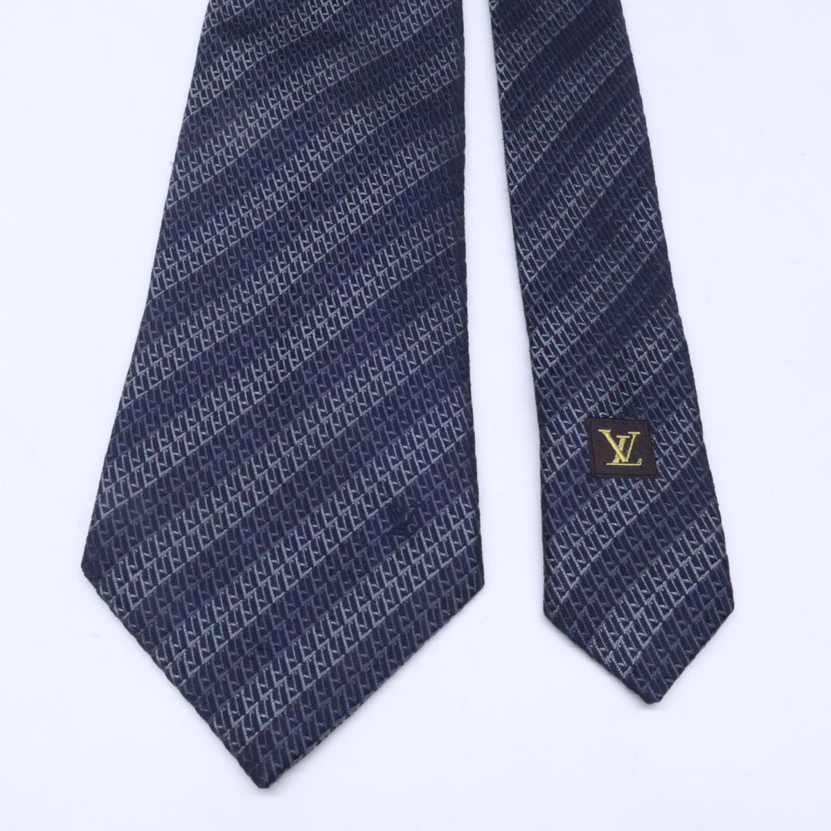 LOUIS VUITTON Striped Silk Tie Gray/Navy Size ONE SIZE