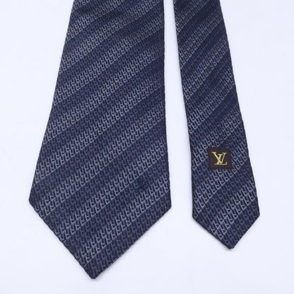 LOUIS VUITTON Striped Silk Tie Gray/Navy Size ONE SIZE